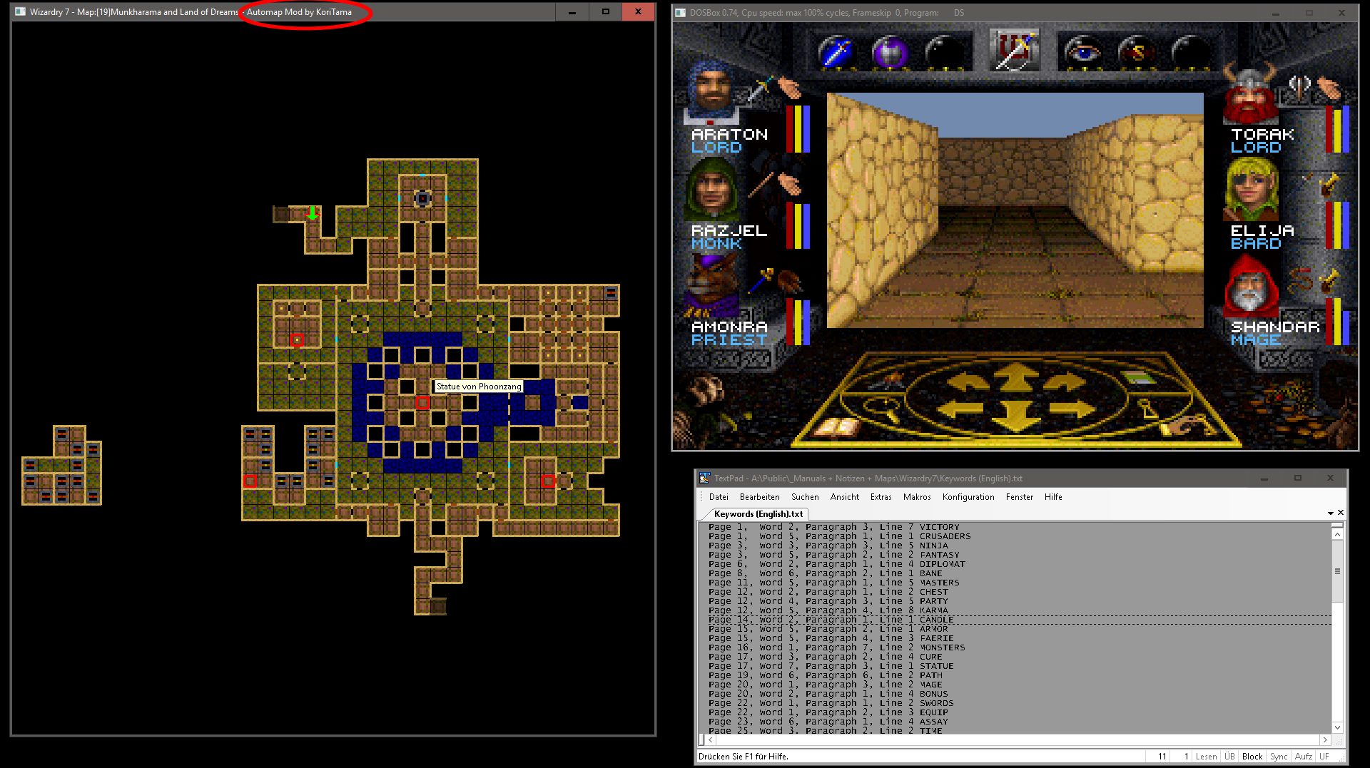 Screenshot von W7 mit dem Automap Mod von Koritama.